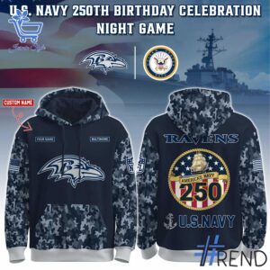 1 Baltimore Ravens US Navy 250th Birthday Hoodie designed with a clean aesthetic for everyday wear