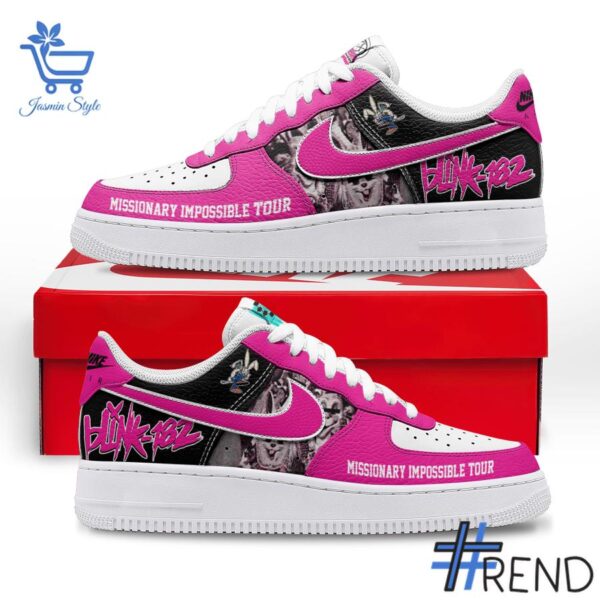 Level up your look with the bold style of 2 Blink 182 Missionary Impossible Air Force Shoes.
