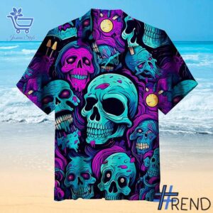 The 1 Blue Purple Skull Halloween Hawaiian Shirt delivers iconic streetwear energy.