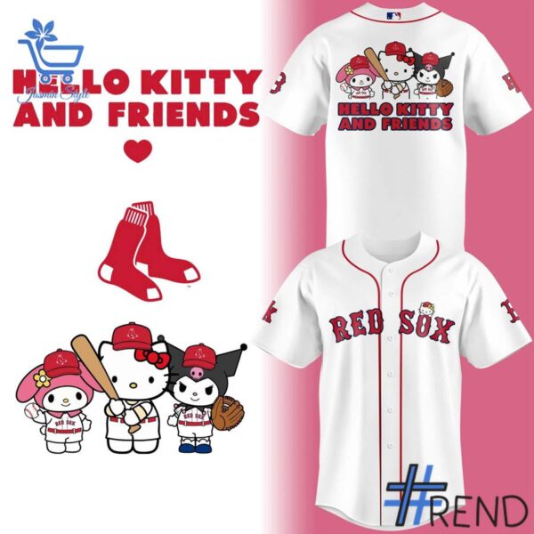 High-quality 1 Boston Red Sox HELLO KITTY AND FRIENDS Night Jersey featuring a stylish design for a standout look.