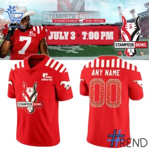 Premium quality 1 Calgary Stampeders x 2025 Stampede Bowl Jersey with a modern, versatile look