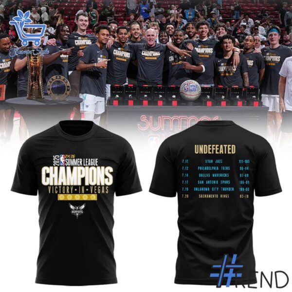 High-quality 3 Charlotte Hornets 2025 Summer League Champions Hoodie featuring a stylish design for a standout look.