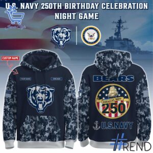 1 Chicago Bears Navy 250th Birthday Hoodie designed with a clean aesthetic for everyday wear