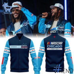 1 Chicago Bulls NASCAR Chicago Street Race Baseball Jacket designed with a clean aesthetic for everyday wear