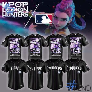 Layered outfit featuring 2 Choose Your MLB Team KPop Demon Hunters Huntrx Baseball Jersey as the key piece