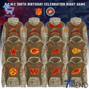 1 Choose Your NFL Team x USMC 250th Birthday Celebration night Hoodie featuring a bold design for everyday confidence.
