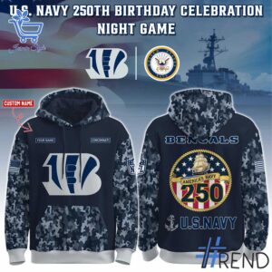 1 Cincinnati Bengals Navy 250th Birthday Hoodie designed with a clean aesthetic for everyday wear