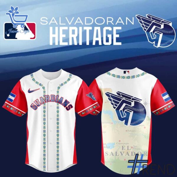 Layered outfit featuring 1 Cleveland Guardians Salvadoran Heritage 2025 Jersey as the key piece