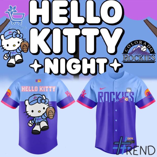 Layered outfit featuring 1 Colorado Rockies Hello Kitty Night Jersey as the key piece