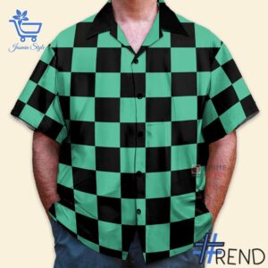 Bold and versatile 2 Demon Slayer Tanjiro Kamado Karo cosplay Hawaiian Shirt for any occasion.