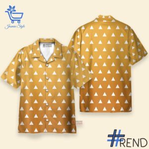 Bold and versatile 1 Demon Slayer Zenitsu Agatsuma Yellow Hawaiian Shirt for any occasion.