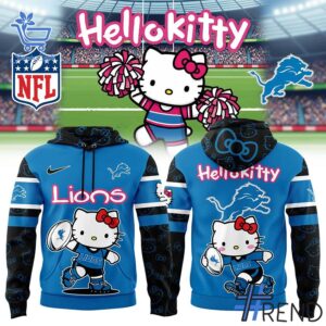 Layered outfit featuring 1 Detroit Lions Hello Kitty 2025 Hoodie as the key piece