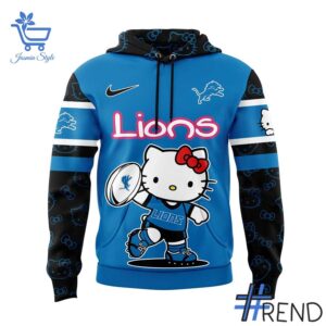 Layered outfit featuring 2 Detroit Lions Hello Kitty 2025 Hoodie as the key piece