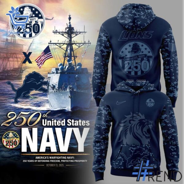 The 1 Detroit Lions US Navy 250th Celebration Hoodie brings a timeless classic into today’s style