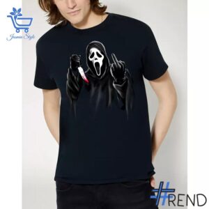 The 1 Ghost Face Middle Finger T Shirt brings street-ready confidence to everyday outfits.