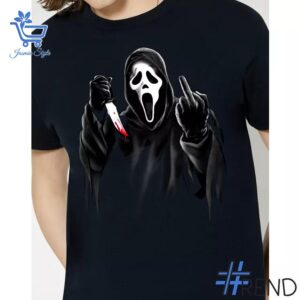 The 2 Ghost Face Middle Finger T Shirt brings street-ready confidence to everyday outfits.