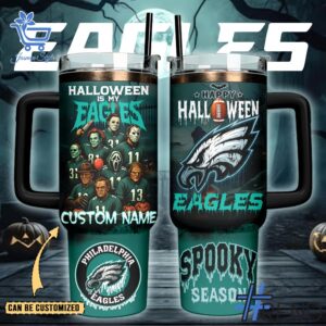 The 1 Halloween is My Philadelphia Eagles Spooky Season Tumbler brings a timeless classic into today’s style
