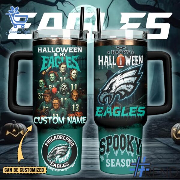 The 1 Halloween is My Philadelphia Eagles Spooky Season Tumbler brings a timeless classic into today’s style