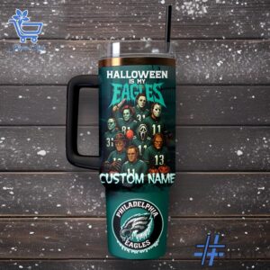 The 2 Halloween is My Philadelphia Eagles Spooky Season Tumbler brings a timeless classic into today’s style