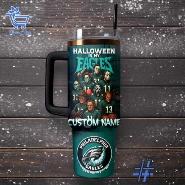 The 2 Halloween is My Philadelphia Eagles Spooky Season Tumbler brings a timeless classic into today’s style