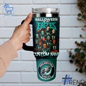 The 3 Halloween is My Philadelphia Eagles Spooky Season Tumbler brings a timeless classic into today’s style