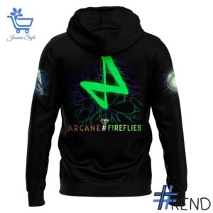 Layered outfit featuring 2 Hexcore Nights Arcane Fireflies Pullover 2025 Hoodie as the key piece