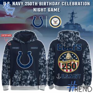 1 Indianapolis Colts US Navy 250th Birthday Hoodie featuring a bold design for everyday confidence.