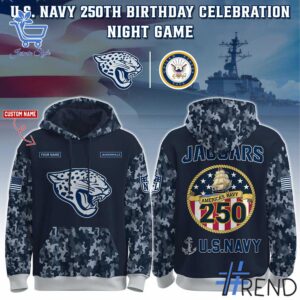 1 Jacksonville Jaguars US Navy 250th Birthday Hoodie designed with a clean aesthetic for everyday wear