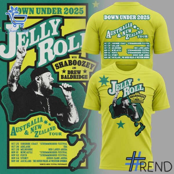 1 Jelly Roll Down Under 2025 Tour Shirt featuring a bold design for everyday confidence.