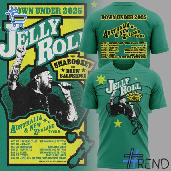 2 Jelly Roll Down Under 2025 Tour Shirt featuring a bold design for everyday confidence.