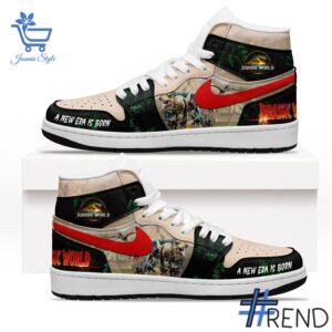 Level up your look with the bold style of 2 Jurassic World Air Jordan High Top Shoes.