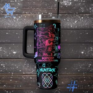 Layered outfit featuring 2 Kpop Demon Hunters Takedown Huntrix Tumbler 40oz as the key piece