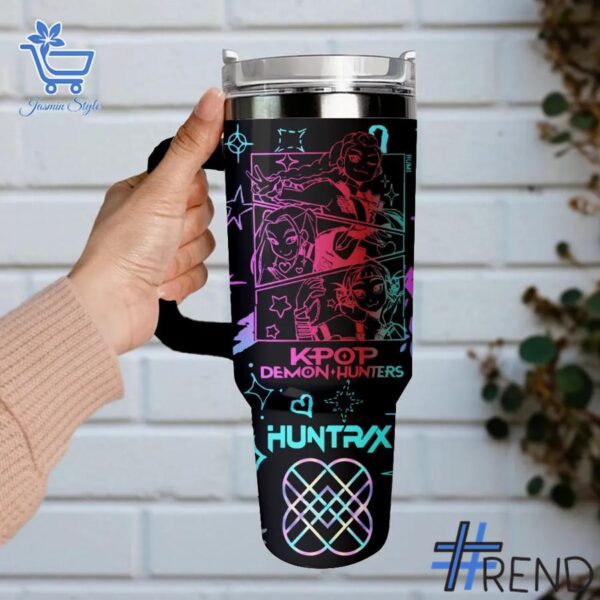 Layered outfit featuring 4 Kpop Demon Hunters Takedown Huntrix Tumbler 40oz as the key piece