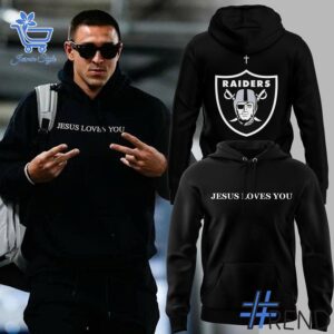 Bold and versatile 1 Las Vegas Raiders Jesus Loves You Hoodie for any occasion.