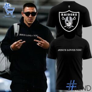 Bold and versatile 2 Las Vegas Raiders Jesus Loves You Hoodie for any occasion.