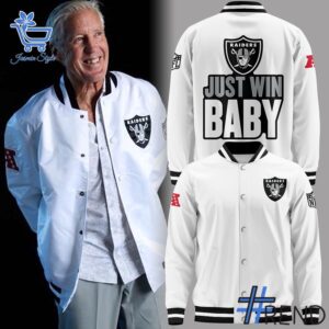Stylish 1 Las Vegas Raiders Pete Carroll Just Win Baby Baseball Jacket designed for everyday wear and lasting comfort.