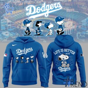 Take every step in comfort with 1 Life Is Better With Los Angeles Dodgers Snoopy Hoodie