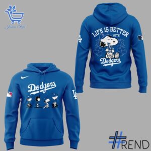 Take every step in comfort with 2 Life Is Better With Los Angeles Dodgers Snoopy Hoodie