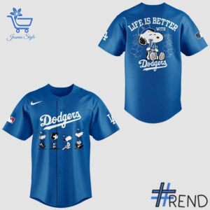 High-quality 2 Life Is Better With Los Angeles Dodgers Snoopy Jersey featuring a stylish design for a standout look.