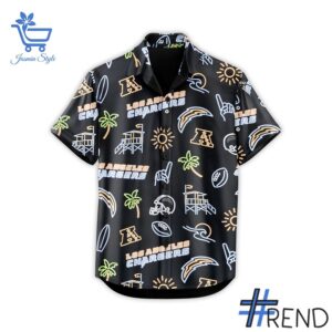 High-quality 2 Los Angeles Chargers Hawaiian Shirt featuring a stylish design for a standout look.