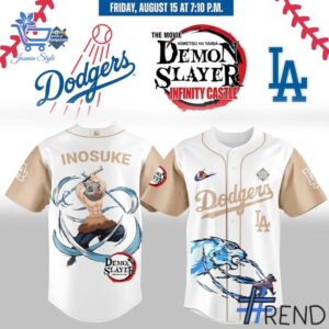 Stylish 1 Los Angeles Dodgers Demon Slayer 2025 jersey designed for everyday wear and lasting comfort.