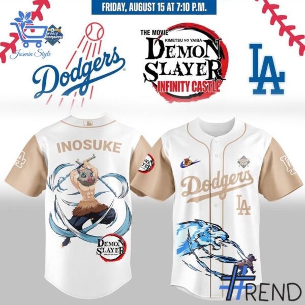 Stylish 1 Los Angeles Dodgers Demon Slayer 2025 jersey designed for everyday wear and lasting comfort.