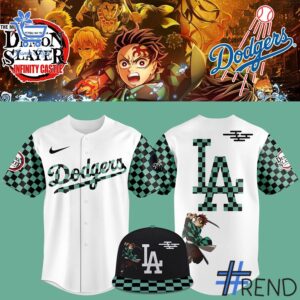 Premium quality 1 Los Angeles Dodgers Demon Slayer Tanjiro Jersey with a modern, versatile look