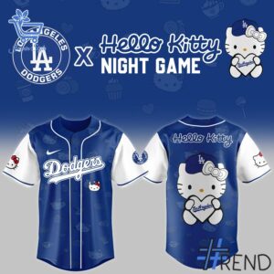 Layered outfit featuring 1 Los Angeles Dodgers Hello Kitty 2025 Night Jersey as the key piece