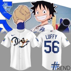 Crafted with care, the Los Angeles Dodgers One Piece Luffy Jersey delivers a versatile look and lasting quality.