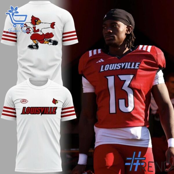 Bold and versatile 3 Louisville Cardinals Premier Strategy Throwback Present Logo Shirt for any occasion.