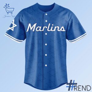 Layered outfit featuring 3 Miami Marlins 2025 Jewish Heritage Night Jersey as the key piece