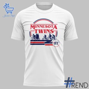 Take every step in comfort with 2 Minnesota Twins Stranger Things white T Shirt