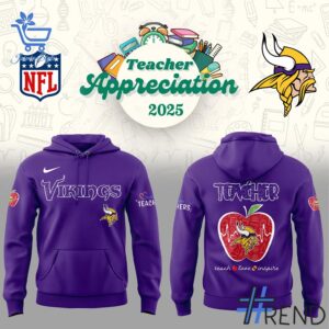 1 Minnesota Vikings Teacher Appreciation 2025 Hoodie featuring a bold design for everyday confidence.