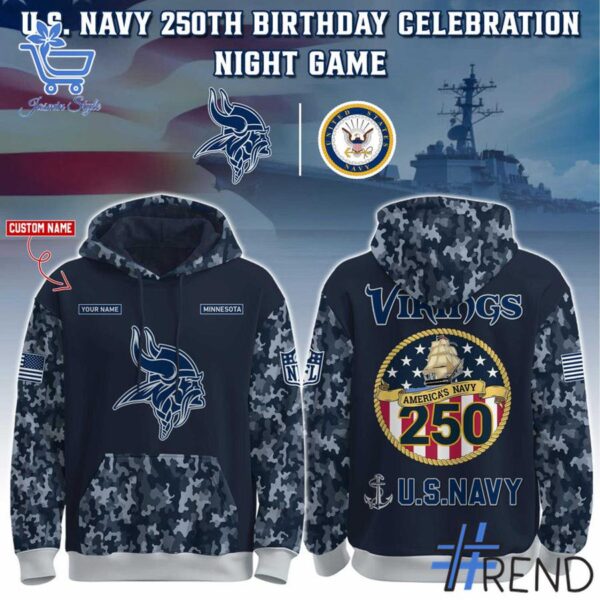 The 1 Minnesota Vikings US Navy 250th Birthday Hoodie delivers iconic streetwear energy.